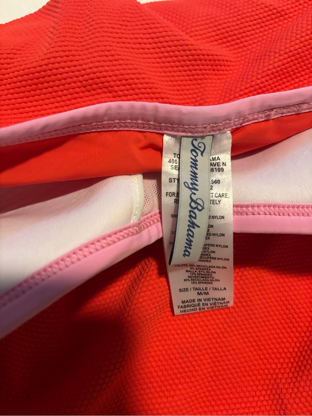 Tommy Bahama Island Cays Cabana Tie-Front Bandeau Tankini Top -Coral - Picture 3 of 4